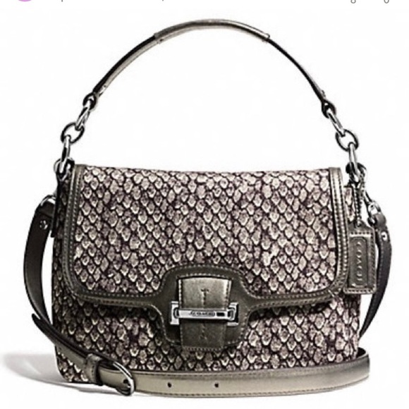 Coach Taylor Snake Print Flap Crossbody Purse - Picture 1 of 11